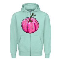 Seafoam Breast Cancer Awareness Pink Pumpkin Zipper Hoodie - RanaPortraitStore