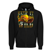 Black keep it wild western Zipper Hoodie - texasbilliewilder