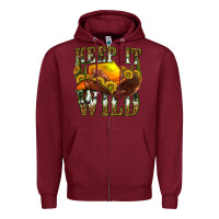 Burgundy keep it wild western Zipper Hoodie - texasbilliewilder