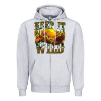 Heather Grey keep it wild western Zipper Hoodie - texasbilliewilder