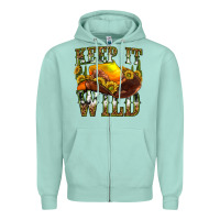 Seafoam keep it wild western Zipper Hoodie - texasbilliewilder