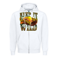 White keep it wild western Zipper Hoodie - texasbilliewilder