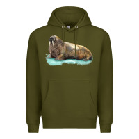 Army Green Walrus Premium Hoodie - LillyAllenDesigns