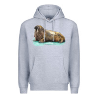 Heather Grey Walrus Premium Hoodie - LillyAllenDesigns