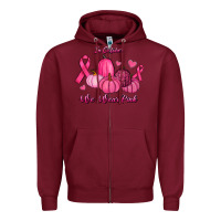 Burgundy In October We Wear Pink Pumpkins Zipper Hoodie - RanaPortraitStore