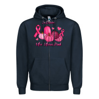 Navy In October We Wear Pink Pumpkins Zipper Hoodie - RanaPortraitStore