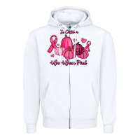 White In October We Wear Pink Pumpkins Zipper Hoodie - RanaPortraitStore