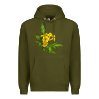 Army Green yellow elder flower Premium Hoodie - LillyAllenDesigns