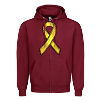 Burgundy Gold Cancer ribbon Zipper Hoodie - RanaPortraitStore