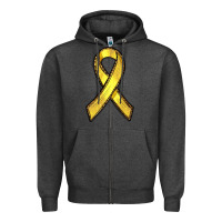 Charcoal Heather Gold Cancer ribbon Zipper Hoodie - RanaPortraitStore