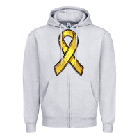 Heather Grey Gold Cancer ribbon Zipper Hoodie - RanaPortraitStore