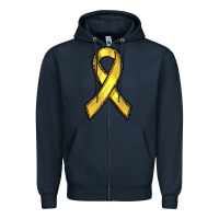 Navy Gold Cancer ribbon Zipper Hoodie - RanaPortraitStore