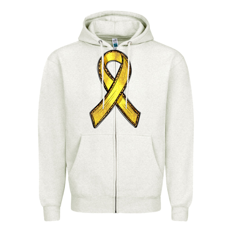 Gold Cancer Ribbon Zipper Hoodie by RanaPortraitStore | Teevron