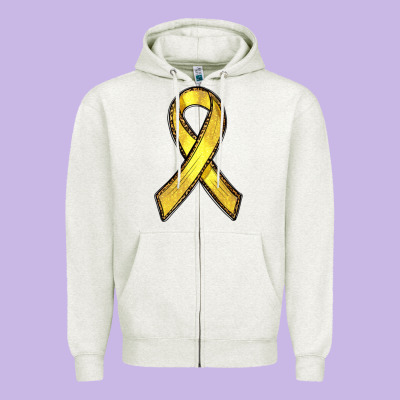 Zipper Hoodie Gold Cancer ribbon
