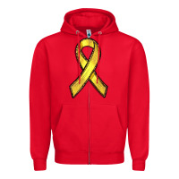 Red Gold Cancer ribbon Zipper Hoodie - RanaPortraitStore