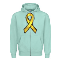 Seafoam Gold Cancer ribbon Zipper Hoodie - RanaPortraitStore