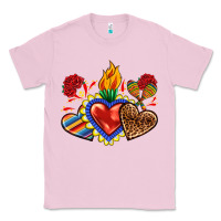 Bubblegum Pink Sacred heart with leopard and serape heart Classic Tee - RanaPortraitStore