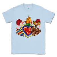Dusty Blue Sacred heart with leopard and serape heart Classic Tee - RanaPortraitStore