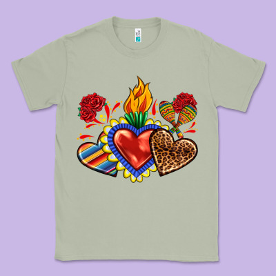 Sacred Heart With Leopard And Serape Heart Classic Tee Designed By Ranaportraitstore