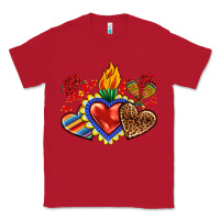Red Sacred heart with leopard and serape heart Classic Tee - RanaPortraitStore