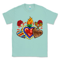 Seafoam Sacred heart with leopard and serape heart Classic Tee - RanaPortraitStore