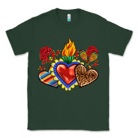 Sports Green Sacred heart with leopard and serape heart Classic Tee - RanaPortraitStore