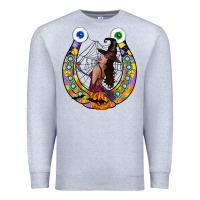Heather Grey Halloween Horseshoe Premium Sweatshirt - CowhideDigitalArt