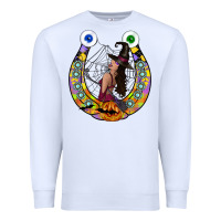 White Halloween Horseshoe Premium Sweatshirt - CowhideDigitalArt