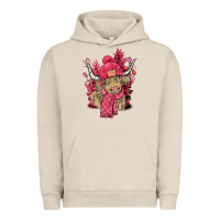 Pigment French Oak Pink winter long haired Cow Urban Hoodie - NancyCooperArtShop