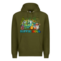 Army Green hippie soul camping Premium Hoodie - BarkalooDesign
