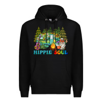 Black hippie soul camping Premium Hoodie - BarkalooDesign