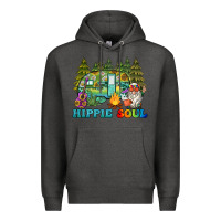 Charcoal Heather hippie soul camping Premium Hoodie - BarkalooDesign