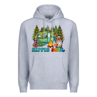 Heather Grey hippie soul camping Premium Hoodie - BarkalooDesign