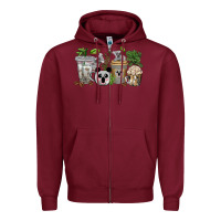 Burgundy koala coffee cups Zipper Hoodie - texasbilliewilder