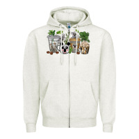 Oatmeal Heather koala coffee cups Zipper Hoodie - texasbilliewilder