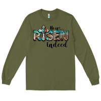 Army Green he is risen indeed Long Sleeve Tee - BarkalooDesign