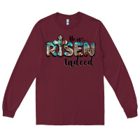 Burgundy he is risen indeed Long Sleeve Tee - BarkalooDesign