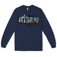 Navy he is risen indeed Long Sleeve Tee - BarkalooDesign