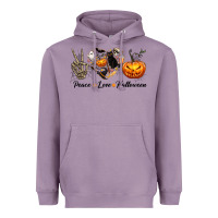 Lavender Peace Love Halloween Heavyweight Hoodie - texasbilliewilder