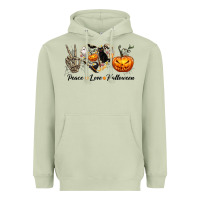 Matcha Peace Love Halloween Heavyweight Hoodie - texasbilliewilder
