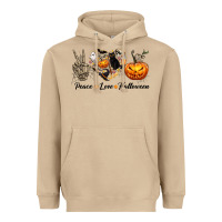 Mushroom Peace Love Halloween Heavyweight Hoodie - texasbilliewilder