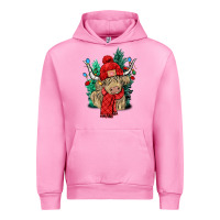 Fuchsia Pink Red Christmas long haired Cow Urban Hoodie - NancyCooperArtShop