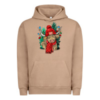 Pigment Burro Red Christmas long haired Cow Urban Hoodie - NancyCooperArtShop