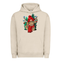 Pigment French Oak Red Christmas long haired Cow Urban Hoodie - NancyCooperArtShop