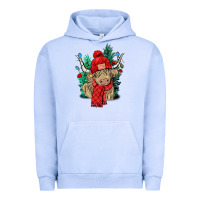 Pigment Grape Ice Red Christmas long haired Cow Urban Hoodie - NancyCooperArtShop