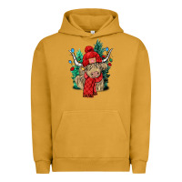 Pigment Peanut Butter Red Christmas long haired Cow Urban Hoodie - NancyCooperArtShop