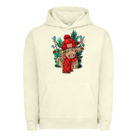 Pigment Pistachio Red Christmas long haired Cow Urban Hoodie - NancyCooperArtShop