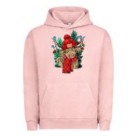 Pigment Salmon Red Christmas long haired Cow Urban Hoodie - NancyCooperArtShop