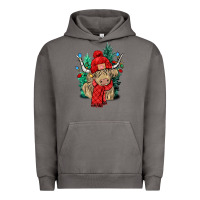 Pigment Tornado Red Christmas long haired Cow Urban Hoodie - NancyCooperArtShop