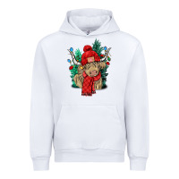 White Red Christmas long haired Cow Urban Hoodie - NancyCooperArtShop